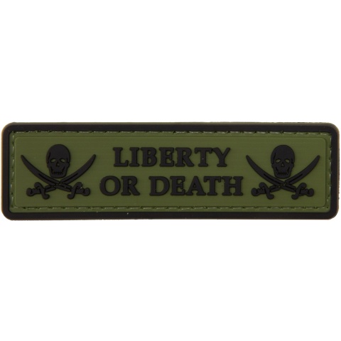 Liberty or Death Pirate Skull PVC Patch (Color: OD Green)