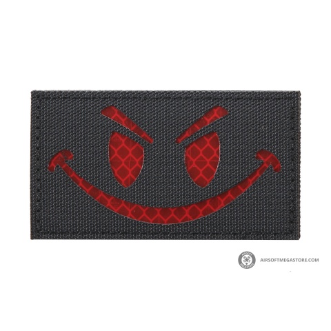 Reflective Evil Smiley Morale Patch (Color: Black & Red)