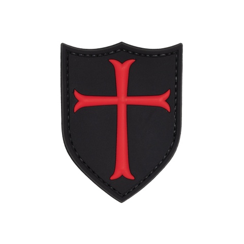 Knights Templar Crusaders Cross PVC Patch (Color: Black and Red)