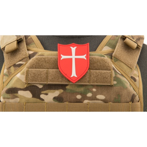  Knights Templar Crusaders Cross PVC Patch (Color: White and Red)