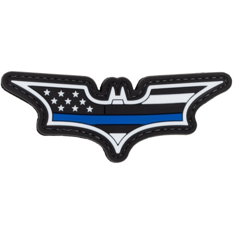 Batman US Flag PVC Patch (Color: Black and White w/ Blue Stripe)