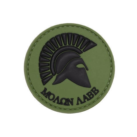 Round Molon Labe with Rifle PVC Patch (Color: OD Green)
