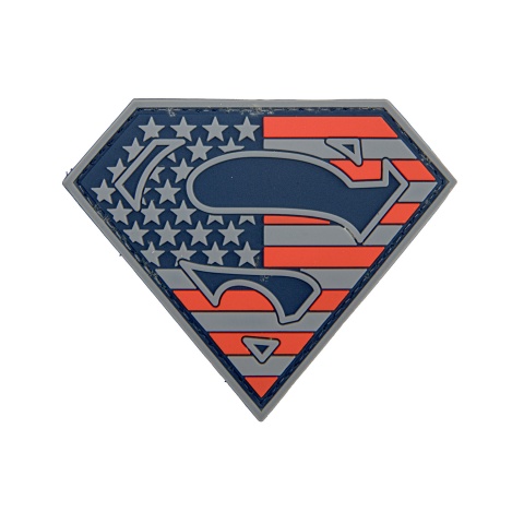 US Flag Superman Shield PVC Patch (Color: Blue / Red)