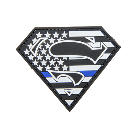 US Flag Superman Shield PVC Patch (Color: Black / White)