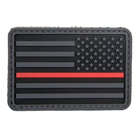 3D US Flag Reverse PVC Patch w/ Red Stripe (Color: Black)