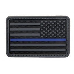 3D US Flag Reverse PVC Patch w/ Blue Stripe (Color: Black)