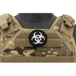 Embroidered Round Biohazard Patch (Color: Black and White)