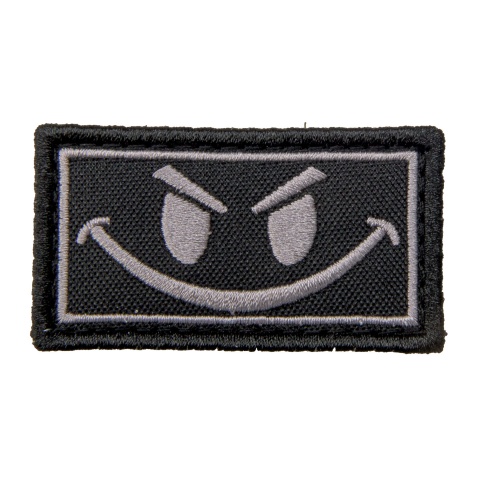 Embroidered Evil Smiley Patch (Color: Black and Gray)