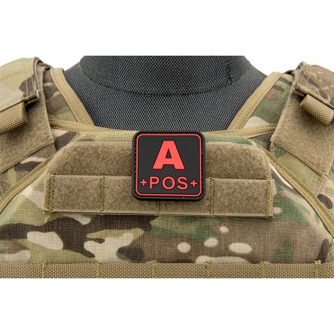 Squared A-Positive Blood Type PVC Patch (Color: Black and Red)
