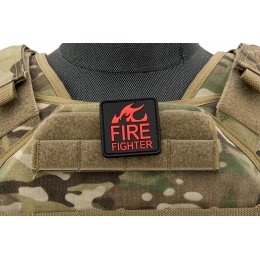 Fire Fighter PVC Patch w/ Round Corners (Color: Black and Red)