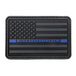 US Flag with Blue Line Saying Blue Lives Matters PVC Patch (Color: Dark Gray w/ Blue Line)
