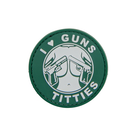 I Heart Guns & Titties PVC Patch (Color: OD Green)