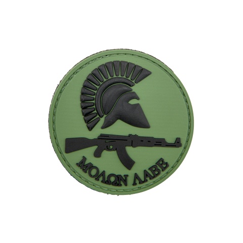 Round Molon Labe with AK Rifle PVC Patch (Color: OD Green)