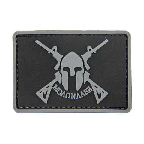 Molon Labe Spartan with Two Rifles PVC Patch (Color: Black)