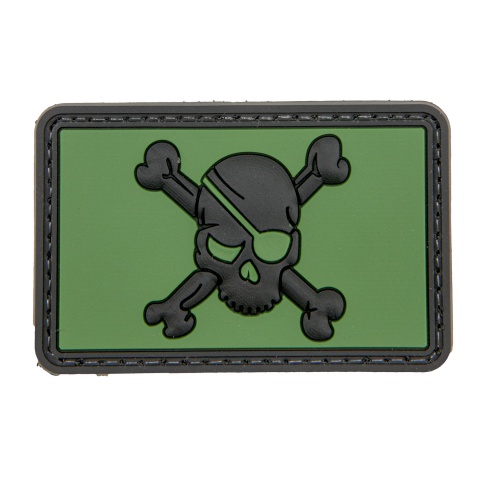 Pirate Skull with Cross Bones PVC Patch (Color: Forest Green)