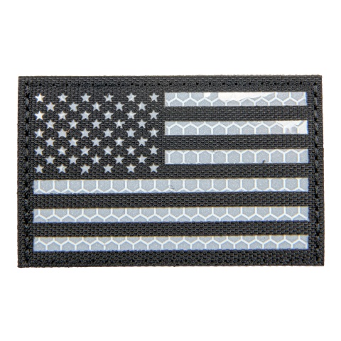 Reflective Fabric Forward US Flag (Color: Black and White)