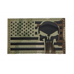 Reflective Fabric US Flag w/ Punisher (Color: Multi-Camo)