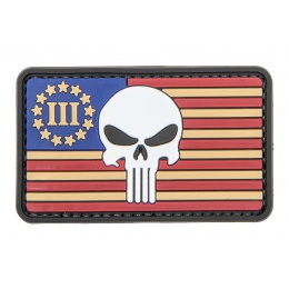 US Flag with Three Percenter and Punisher PVC Patch