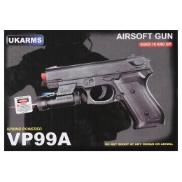 UK Arms V1918A Spring Powered Airsoft Pistol w/ Laser & Light (Color: Black)