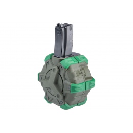 WE-Tech Drum Magazine for MP5 Gas Blowback Airsoft Rifle (Color: OD Green)