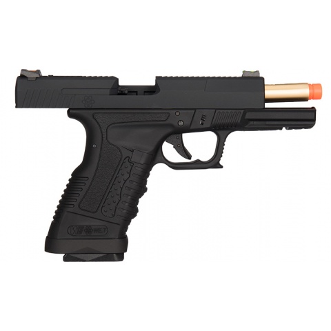 WE Tech GP1799 T1 Gas Blowback Airsoft Pistol - BLACK / GOLD BARREL