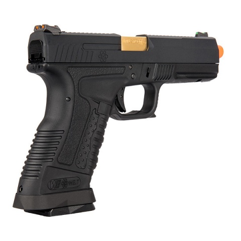 WE Tech GP1799 T1 Gas Blowback Airsoft Pistol - BLACK / GOLD BARREL