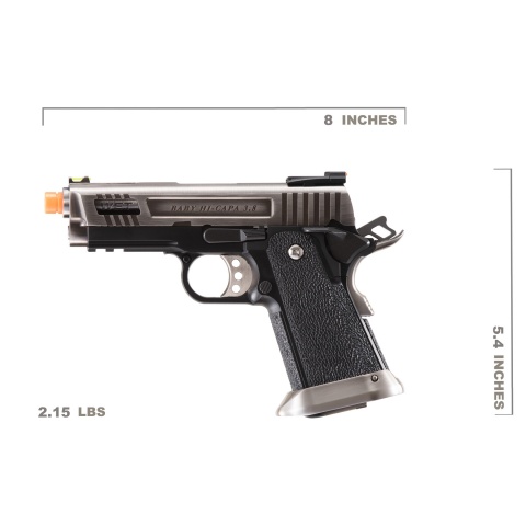 WE-Tech Hi-Capa 3.8 Full Auto Velociraptor Gas Blowback Pistol (Color: Black / Silver)