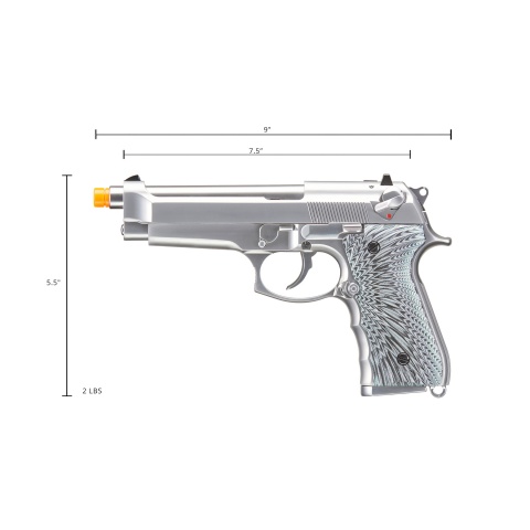 WE-Tech New System M92 Eagle Full Auto Airsoft Gas Blowback Pistol (Color: Silver)