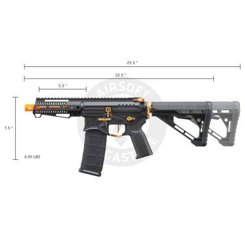 Zion Arms R15 Mod 1 Short Barrel Airsoft Rifle with Delta Stock (Color: Black & Gold)