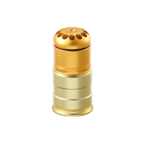 Lancer Tactical 96 Round CNC Aluminum Airsoft 40mm Green Gas Grenade Shell (Color: Gold / Green)
