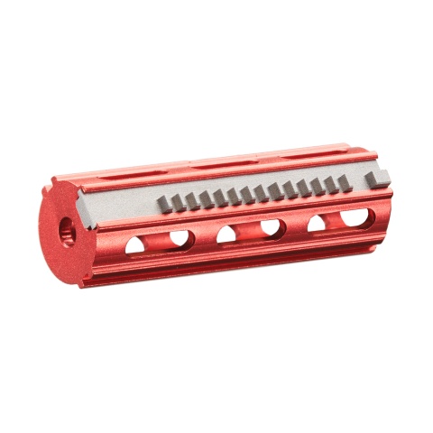 Lancer Tactical 14 Teeth Reinforced Aluminum Full Stroke Piston with CNC Half Steel Teeth (Color: Red)