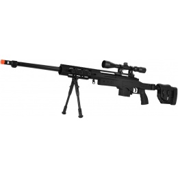 WellFire MB4411D Bolt Action Sniper Rifle w/ Scope and Bipod - BLACK
