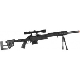 WellFire MB4410 Bolt Action Sniper Rifle w/ Scope and Bipod - BLACK