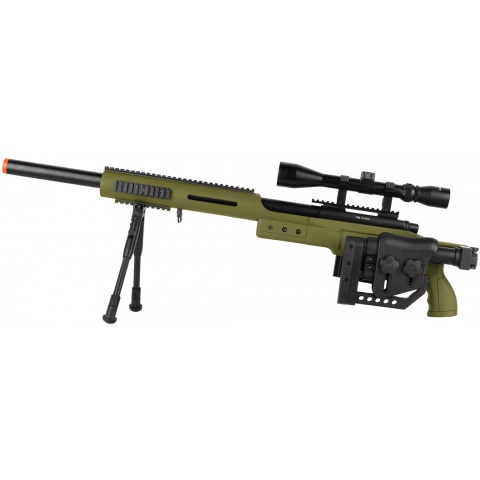 WellFire MB4410 Bolt Action Sniper Rifle w/ Scope and Bipod - OD GREEN