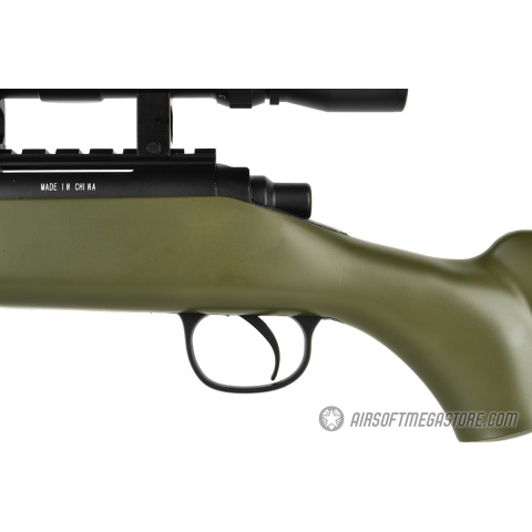 WellFire Bolt Action VSR CQB Airsoft Sniper Rifle w/ Scope - OD GREEN