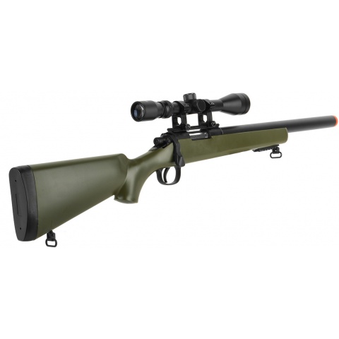 WellFire Bolt Action VSR CQB Airsoft Sniper Rifle w/ Scope - OD GREEN