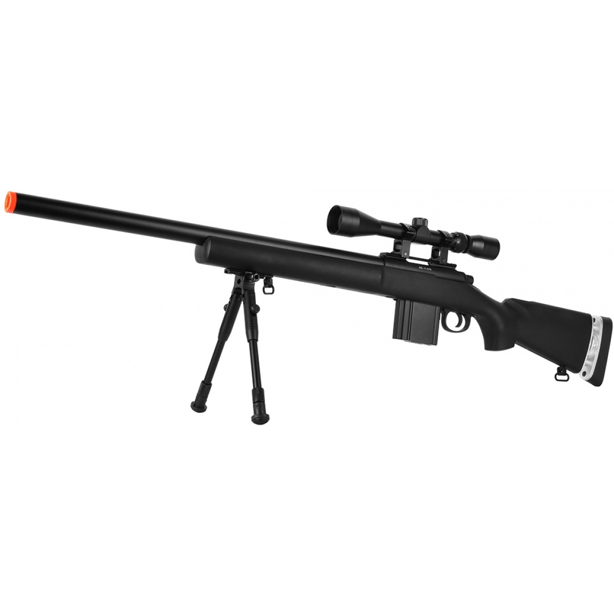 WellFire MB4404BAB Airsoft M24 Sniper Rifle w/ Scope & Bipod BLACK