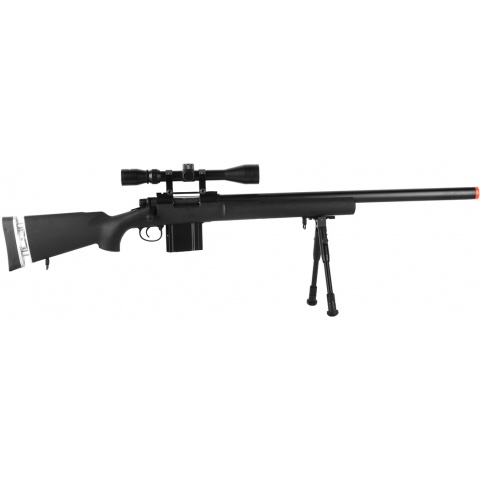 WellFire MB4404BAB Airsoft M24 Sniper Rifle w/ Scope & Bipod - BLACK