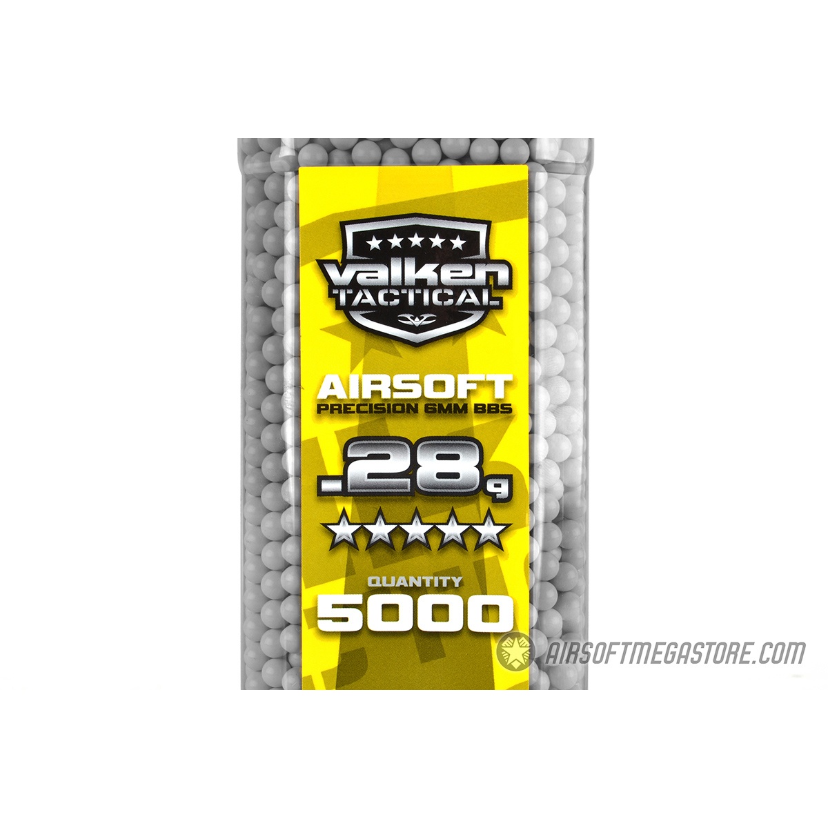 Valken Tactical 0.28g Seamless 6mm Airsoft BBs 5000rd Bottle