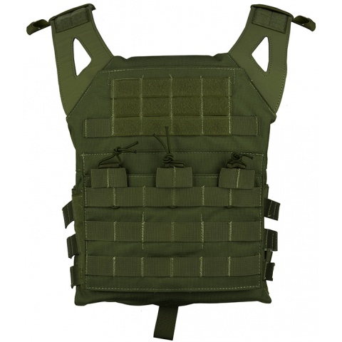Jagun Tactical MOLLE Airsoft Tactical Vest w/ Dummy Plates - OD GREEN