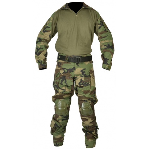 Jagun Tactical Gen 3 Airsoft Combat Pants and Shirt BDU - WOODLAND