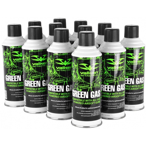 Valken Tactical 12-Pack 8oz Green Gas Case for Airsoft Guns (Hazmat Fee Included In Price)