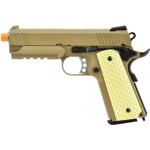 WE Airsoft 4.3 Desert Warrior Full Metal Gas Blowback Pistol - TAN