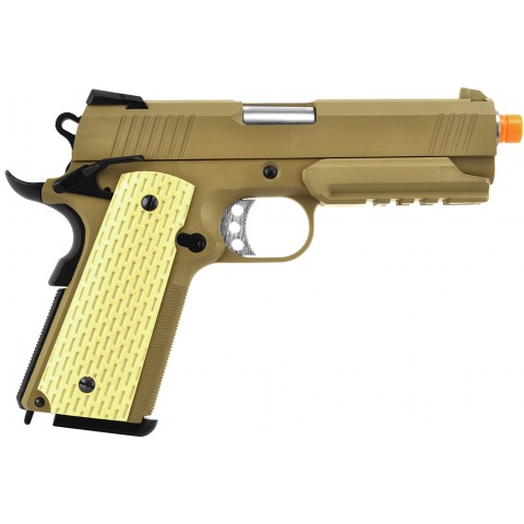 WE Airsoft 4.3 Desert Warrior Full Metal Gas Blowback Pistol - TAN
