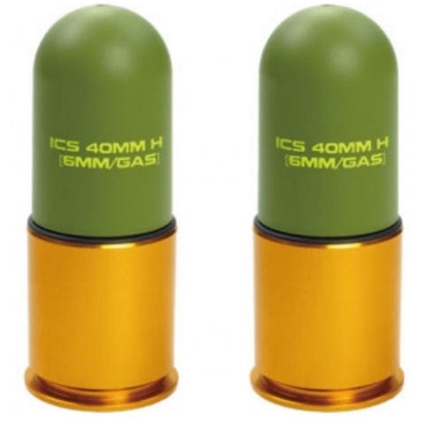 ICS 2X Lightweight 40mm Green Gas Airsoft 70rd Grenade Shell