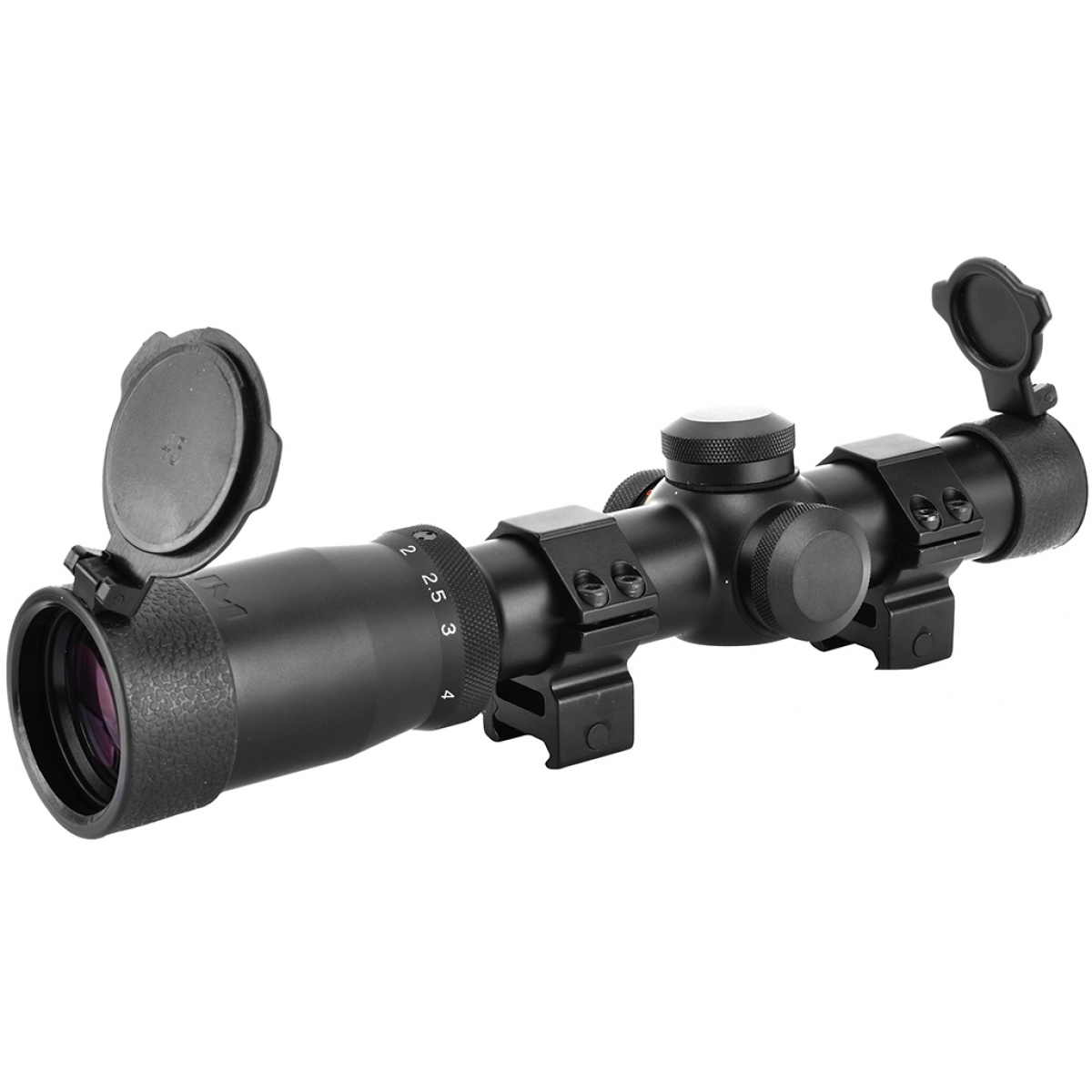 thumbnail image 2 of AIM Sports XPF 1-4x24 First Focal Plane Scope With Illuminated Mil-Dot Reticle & Rings 2 of 6