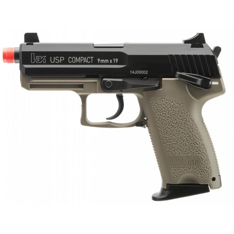 H&K Metal Gas Blowback Compact USP Airsoft Pistol - BLACK/TAN