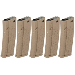 Dytac Hexmag Airsoft 120rds Magazines for M4 AEGs 5 Pack - TAN