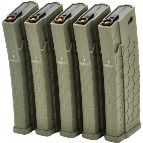 Dytac Hexmag Airsoft 120rds Magazines for M4 AEG 5 Pack - OD