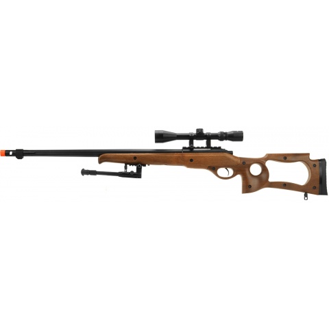 WellFire MB10D Bolt Action Sniper Rifle w/ Scope and Bipod - FAUX WOOD